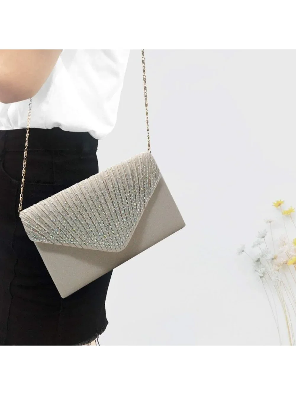 〽️ Women’s Apricot Clutch Purse Bridal Wedding Party Evening Shoulder Bag